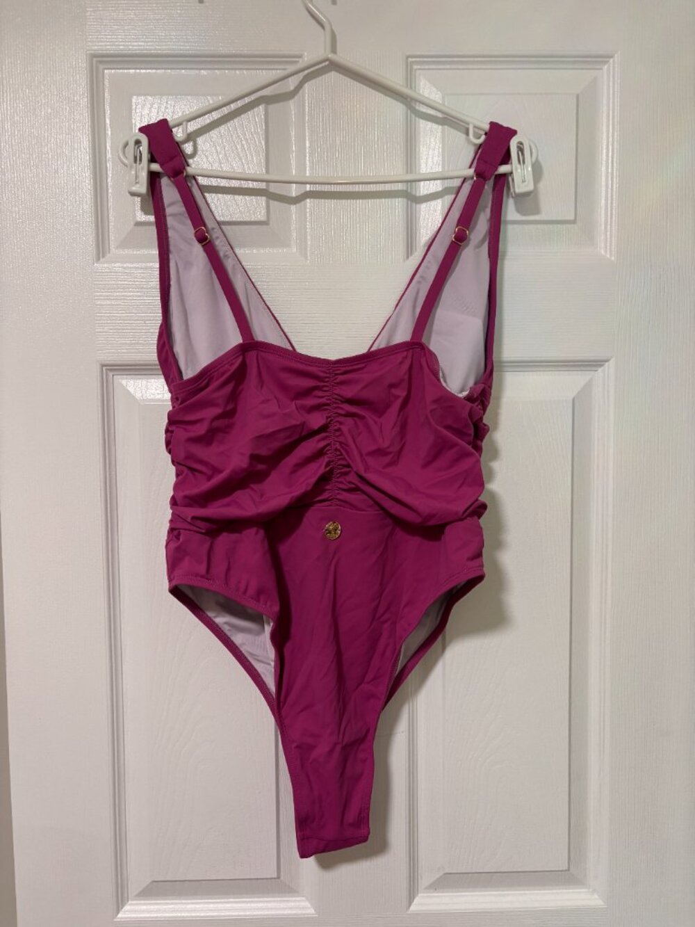 NWT Magenta Ruched One-Piece Swimsuit | Plunge V-Neck | Tummy Control (XL) - Picture 10 of 10